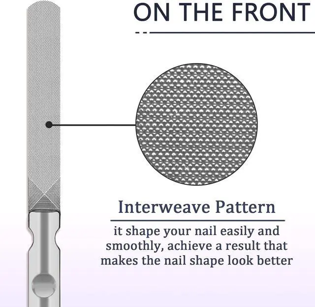 Alt view image 3 of 6 - LNAUJS 3 Pack Round Tip Stainless Steel Nail File, 4.76 inches (12.1 cm) Length, 0.43 inches (1.1 cm) Width, 2 Different Grit Surfaces for Various Occasions.