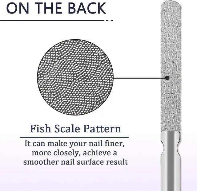 Alt view image 4 of 6 - LNAUJS 3 Pack Round Tip Stainless Steel Nail File, 4.76 inches (12.1 cm) Length, 0.43 inches (1.1 cm) Width, 2 Different Grit Surfaces for Various Occasions.
