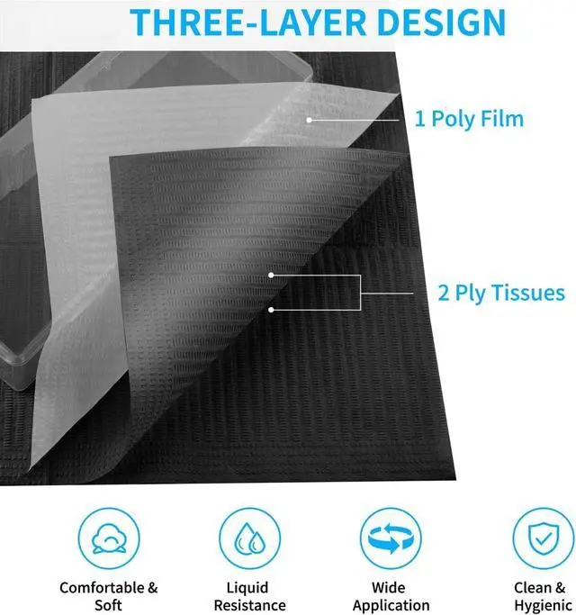 Alt view image 2 of 7 - Nail Art Table Mat - Disposable Nail Paper Towels (50PCS) - Black Waterproof 3-Ply Nail Art Paper 13" X 18" Pads for Nail Table Decoration Kit, Nail Art Accessories