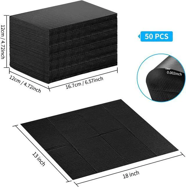 Alt view image 6 of 7 - Nail Art Table Mat - Disposable Nail Paper Towels (50PCS) - Black Waterproof 3-Ply Nail Art Paper 13" X 18" Pads for Nail Table Decoration Kit, Nail Art Accessories