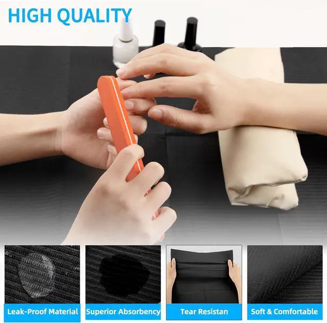 Alt view image 5 of 7 - Nail Art Table Mat - Disposable Nail Paper Towels (50PCS) - Black Waterproof 3-Ply Nail Art Paper 13" X 18" Pads for Nail Table Decoration Kit, Nail Art Accessories
