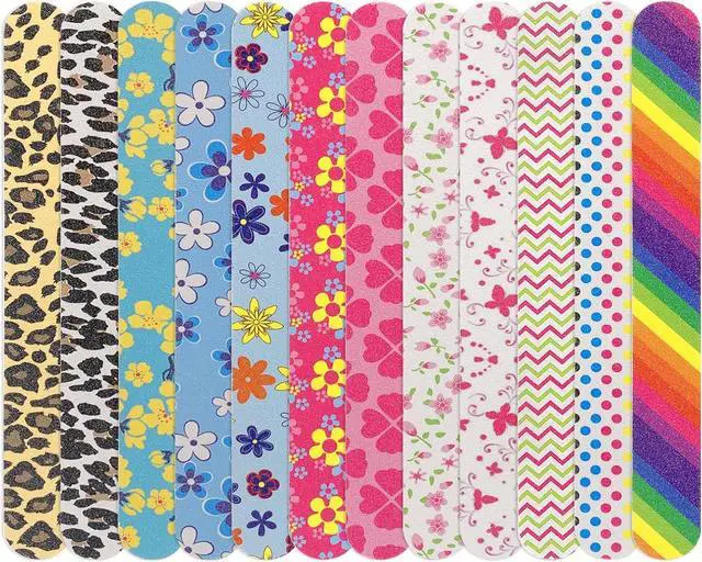 Main image of LNAUJS 12PCS Professional Double-Sided 100/180 Grit Nail Files Colorful Manicure Pedicure Tools
