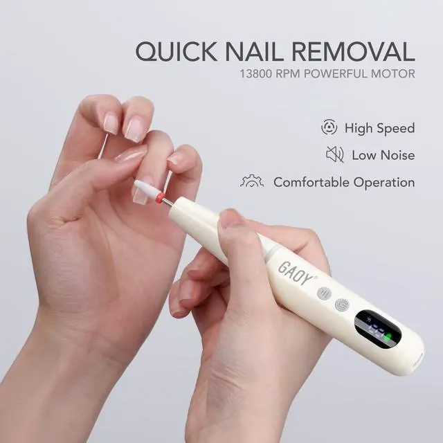 Alt view image 2 of 6 - GAOY Cordless Nail Drill, Electric Nail File with LED Display, Milky White | Acrylic Gel Nails, Hand Feet Thick Nails Trimmer Buffer Tool, Lightweight Low-Noise, Gift for Women, Nail Art Beginner