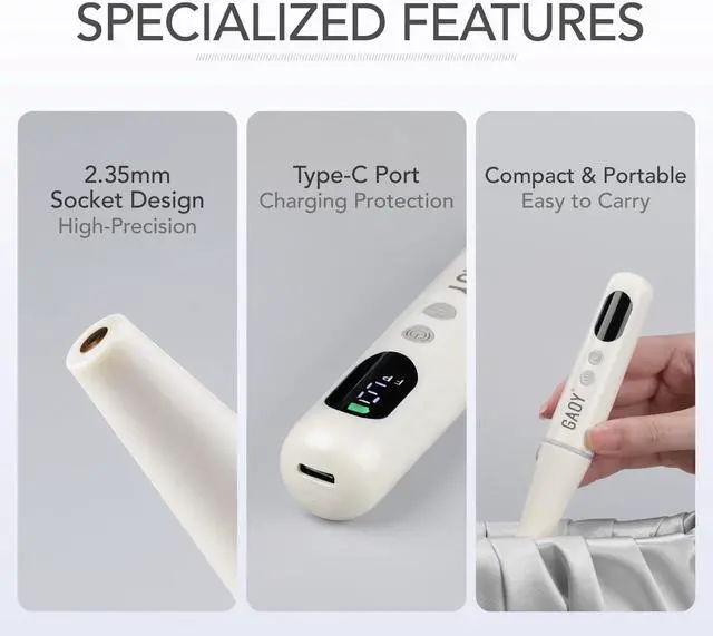 Alt view image 5 of 6 - GAOY Cordless Nail Drill, Electric Nail File with LED Display, Milky White | Acrylic Gel Nails, Hand Feet Thick Nails Trimmer Buffer Tool, Lightweight Low-Noise, Gift for Women, Nail Art Beginner