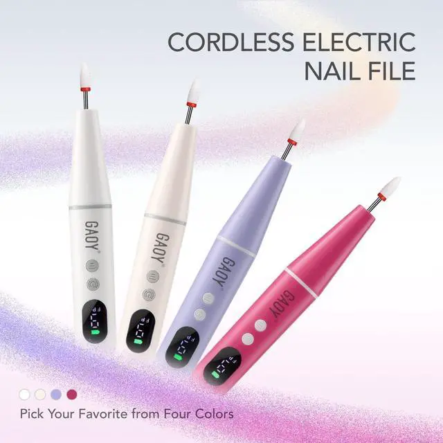 Alt view image 6 of 6 - GAOY Cordless Nail Drill, Electric Nail File with LED Display, Milky White | Acrylic Gel Nails, Hand Feet Thick Nails Trimmer Buffer Tool, Lightweight Low-Noise, Gift for Women, Nail Art Beginner