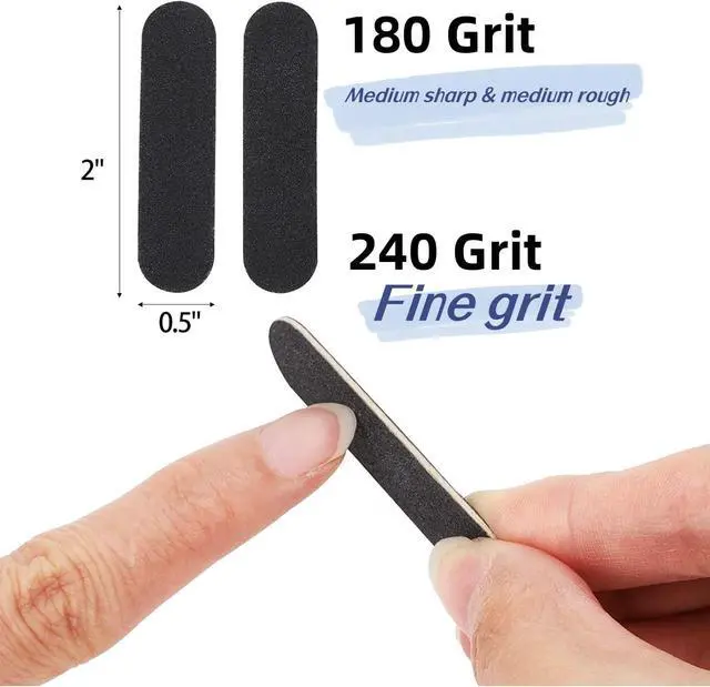 Alt view image 3 of 7 - 400pcs Nail Files Kit- 200 Mini Nail Files 180/240 Grit, 200pcs Orange Nail Sticks Pedicure Wood Cuticle Pushers