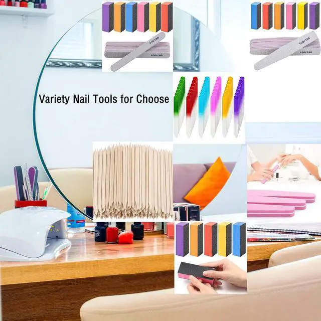 Alt view image 7 of 7 - 400pcs Nail Files Kit- 200 Mini Nail Files 180/240 Grit, 200pcs Orange Nail Sticks Pedicure Wood Cuticle Pushers