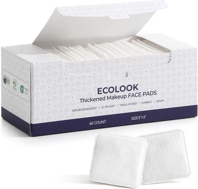 Main image of ECOLOOK Cotton Pads for Face, Triple Layer Textured Facial Cotton Pads with Ultra Soft Surface, Lint Free Reinforced Edge Design, Gentle Exfoliating Makeup Remover Pads for Toner & Skincare Routine