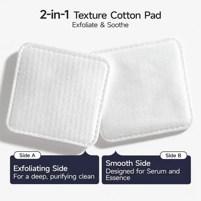 Alt view image 3 of 7 - ECOLOOK Cotton Pads for Face, Triple Layer Textured Facial Cotton Pads with Ultra Soft Surface, Lint Free Reinforced Edge Design, Gentle Exfoliating Makeup Remover Pads for Toner & Skincare Routine