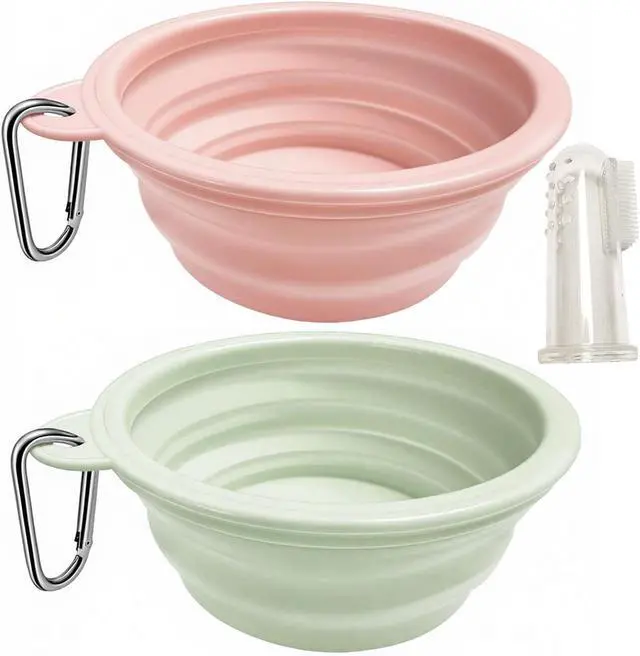 Alt view image 2 of 7 - Portable Silicone Collapsible Dog Bowls, 2 Pack Dog Bowl Travel Collapsible Bowls Water Feeding Travel Bowl Cup Dish for Pet Dogs and Cats - with 2 Pack Carabiners