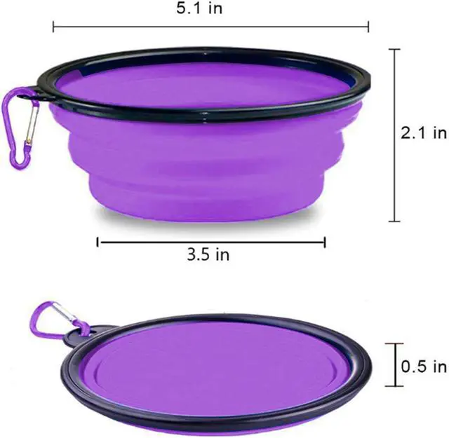 Alt view image 6 of 7 - Portable Silicone Collapsible Dog Bowls, 2 Pack Dog Bowl Travel Collapsible Bowls Water Feeding Travel Bowl Cup Dish for Pet Dogs and Cats - with 2 Pack Carabiners
