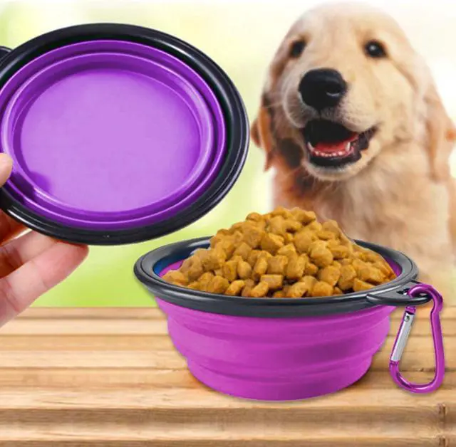 Alt view image 7 of 7 - Portable Silicone Collapsible Dog Bowls, 2 Pack Dog Bowl Travel Collapsible Bowls Water Feeding Travel Bowl Cup Dish for Pet Dogs and Cats - with 2 Pack Carabiners