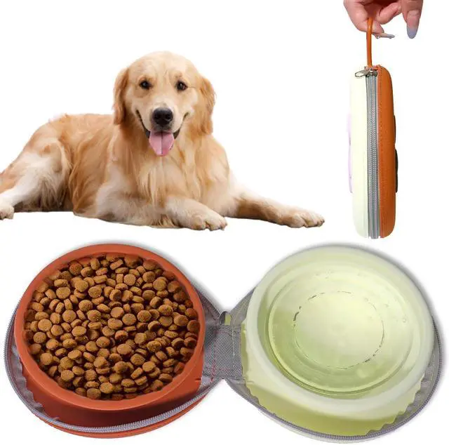 Main image of Coldcool Collapsible Dog Bowls, Pet Food and Water Bowl with Carabiner. | 2-in-1 Silicone Pet Food and Water Bowl, Portable Double Compartment Dish for Travel, Camping, Hiking Puppy Essentials