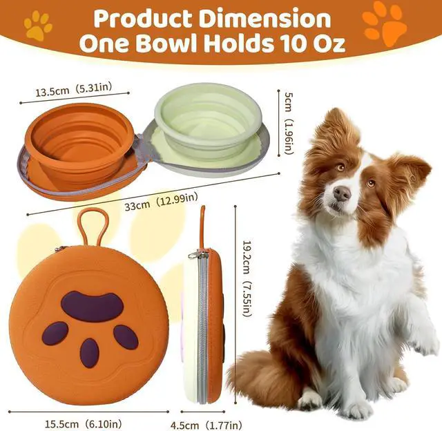 Alt view image 2 of 7 - Coldcool Collapsible Dog Bowls, Pet Food and Water Bowl with Carabiner. | 2-in-1 Silicone Pet Food and Water Bowl, Portable Double Compartment Dish for Travel, Camping, Hiking Puppy Essentials