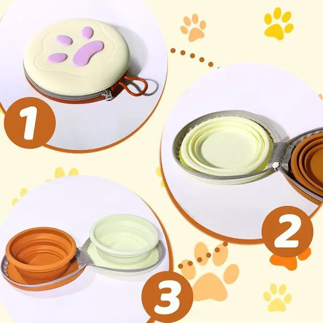 Alt view image 3 of 7 - Coldcool Collapsible Dog Bowls, Pet Food and Water Bowl with Carabiner. | 2-in-1 Silicone Pet Food and Water Bowl, Portable Double Compartment Dish for Travel, Camping, Hiking Puppy Essentials