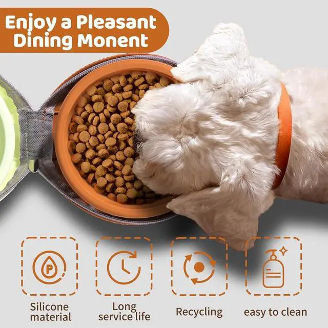 Alt view image 4 of 7 - Coldcool Collapsible Dog Bowls, Pet Food and Water Bowl with Carabiner. | 2-in-1 Silicone Pet Food and Water Bowl, Portable Double Compartment Dish for Travel, Camping, Hiking Puppy Essentials