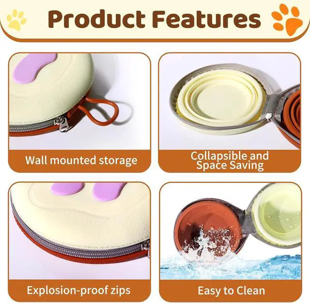 Alt view image 5 of 7 - Coldcool Collapsible Dog Bowls, Pet Food and Water Bowl with Carabiner. | 2-in-1 Silicone Pet Food and Water Bowl, Portable Double Compartment Dish for Travel, Camping, Hiking Puppy Essentials