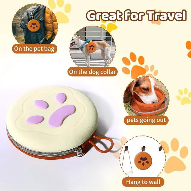 Alt view image 6 of 7 - Coldcool Collapsible Dog Bowls, Pet Food and Water Bowl with Carabiner. | 2-in-1 Silicone Pet Food and Water Bowl, Portable Double Compartment Dish for Travel, Camping, Hiking Puppy Essentials