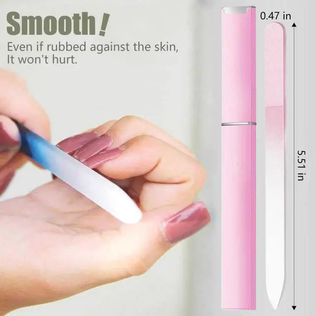 Alt view image 5 of 5 - Glass Nail Files for Natural Nails, 3Pack with Case & Nano Glass Shiner | Tempered Glass Build, Includes Storage Case, For Natural Nails, For Filing & Buffing, Home Travel Salon Manicure Use