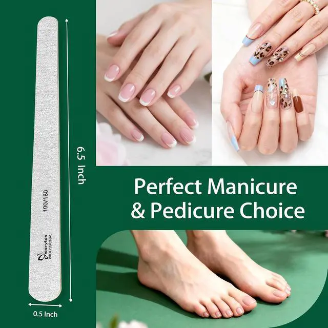 Alt view image 2 of 7 - Maryton Disposable Professional Nail Files, 100/180 Grit, 50PCS | 6.5x 0.5, Tapered Shape, Thin Emery Boards for Nails, Salon Grade, Manicure Pedicure Tools
