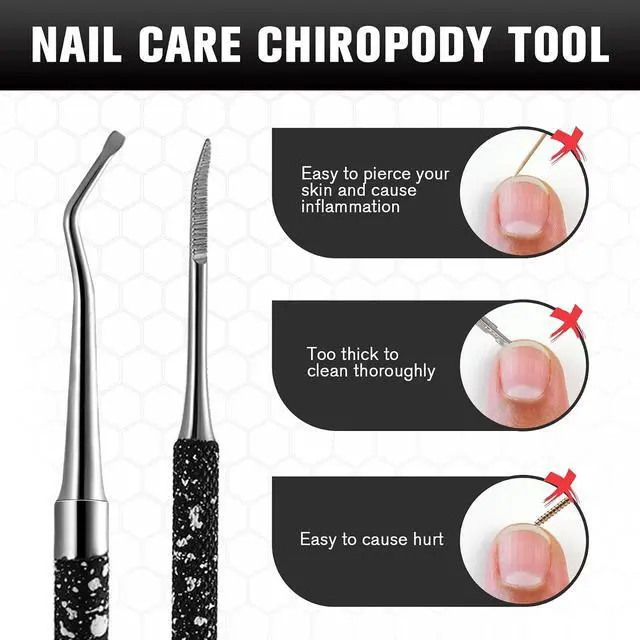 Alt view image 3 of 7 - FERYES Ingrown Toenail Tools,Toenail Lifter and Toenail File Set for Ingrown Toenails Treatment - Surgical Grade Stainless Steel Under Nail Cleaner Pedicure Tools - W/Tin Storage Box
