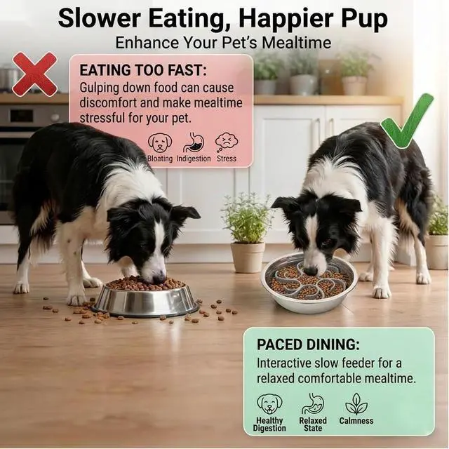 Alt view image 3 of 7 - 2PCS Slow Feeder Dog Bowls Insert and Lick Mat Set for Dogs | Strong suction cups fit snugly,safe food silicone,slowing eating,for wet or dry food,dishwasher safe,fits most dog bowls