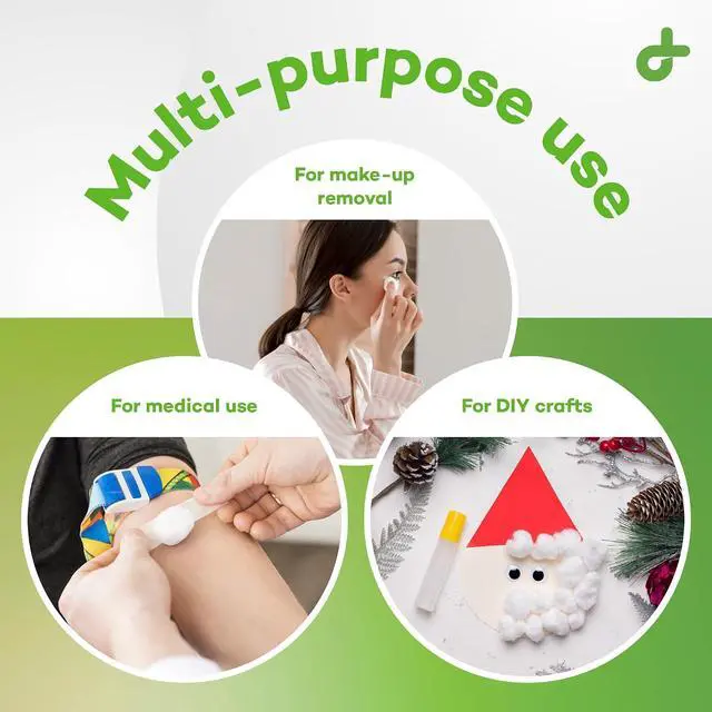 Alt view image 3 of 7 - Dealmed Cotton Balls - Soft Medical Cotton Balls - 500 Count | 100% Pure, Non Sterile, Round Shape, White, Highly Absorbent, Resealable Zip Bag, Makeup Removal, Wound Care, Craft Use