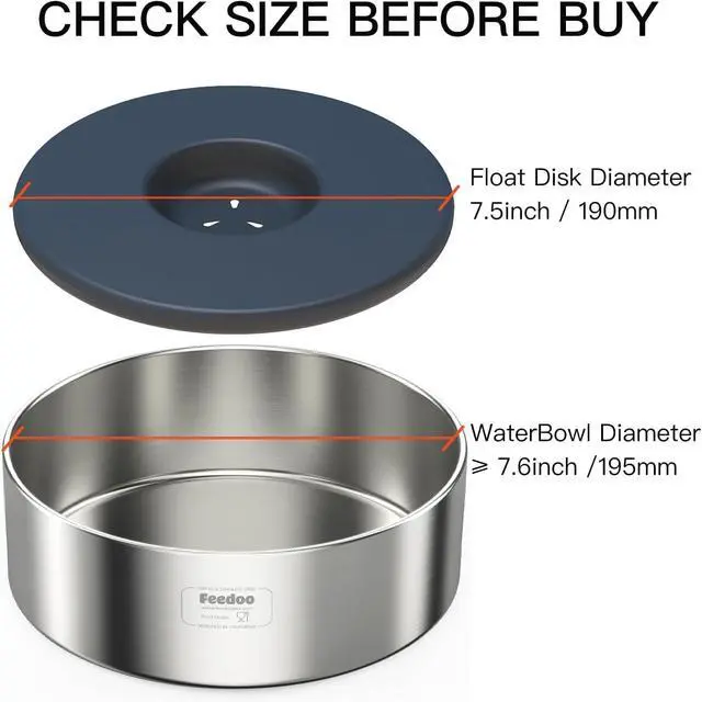Alt view image 3 of 7 - Feedoo Floating Disk Replacement for Dog Water Bowl | Splash Control Insert for Reduced Water Spills, Fits 7.6-7.8 inch Inner Diameter Bowls, No Bowl Included