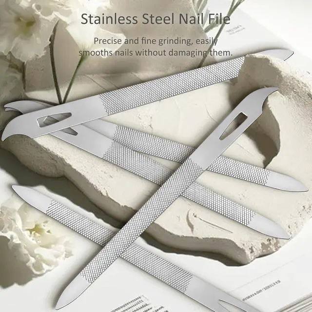 Alt view image 2 of 7 - 10-Pack Metal Nail Files for Natural Nails - Stainless Steel, Thin, Durable with Curved Sharp Pointed Tip, Double-Sided Manicure and Pedicure Tools