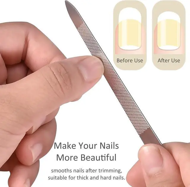 Alt view image 3 of 7 - 10-Pack Metal Nail Files for Natural Nails - Stainless Steel, Thin, Durable with Curved Sharp Pointed Tip, Double-Sided Manicure and Pedicure Tools