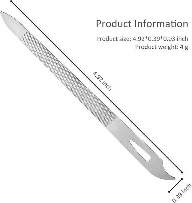 Alt view image 7 of 7 - 10-Pack Metal Nail Files for Natural Nails - Stainless Steel, Thin, Durable with Curved Sharp Pointed Tip, Double-Sided Manicure and Pedicure Tools