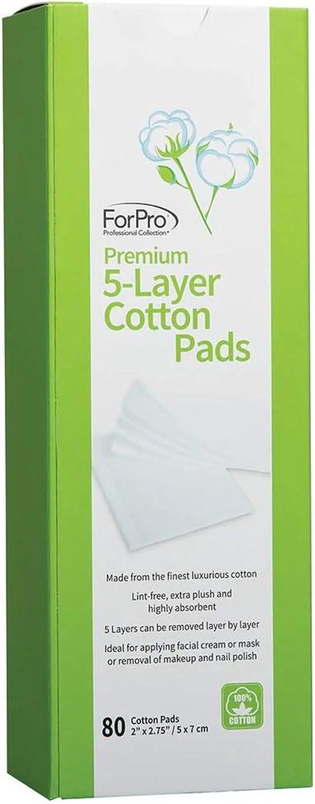 Alt view image 4 of 4 - ForPro Premium 5-Layer Cotton Pads, 100% Cotton Pads for Cosmetic Application and Product Removal, 2" X 2.75", 80-Count