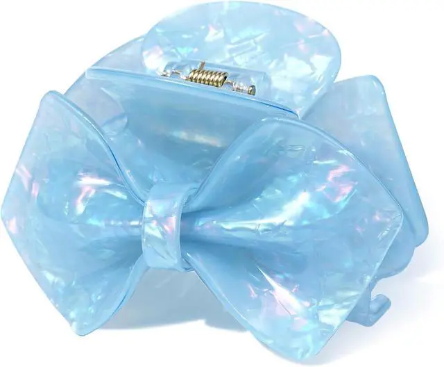 Main image of ACECHA Cute Bow Claw Clip - Sparkly Hair Claws for Women, Strong Hold | 3.1 inch medium clip, elegant acrylic bow, non-slip clip for thin & thick hair, ideal for wedding prom party daily use, blue