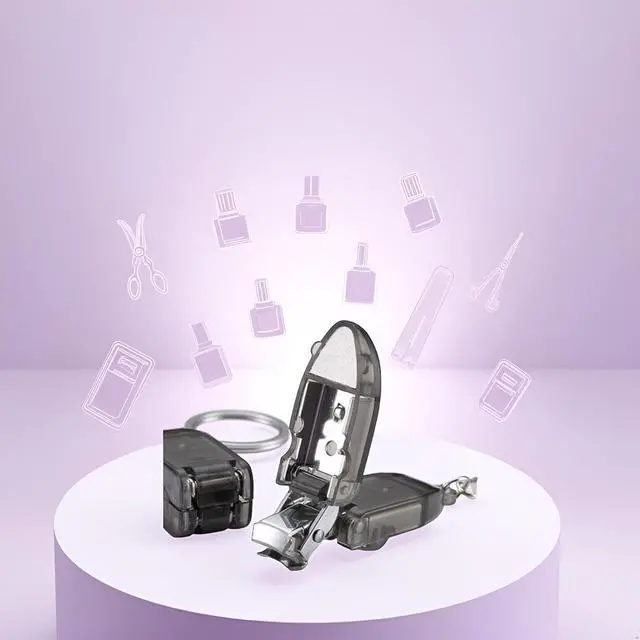Alt view image 6 of 7 - Silver Travel Keychain Finger Nail Clippers,Portable Nail Clippers for Thick Nails with Nail Files Mini Foldable Stainless Steel Nail Cutter Tools and Accessories