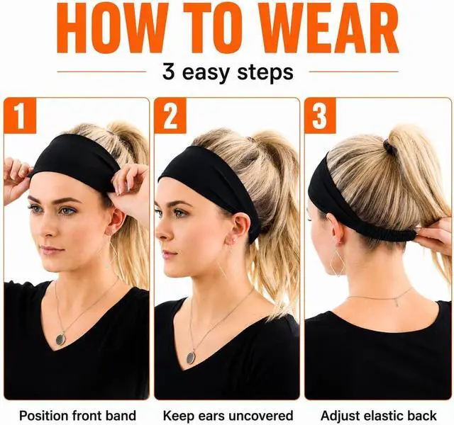 Alt view image 5 of 7 - 5 Pack Wide Workout Headbands for Women, Soft Stretch Sweat Headbands with Elastic Back for Running, Yoga, Gym, Fitness & Daily Wear