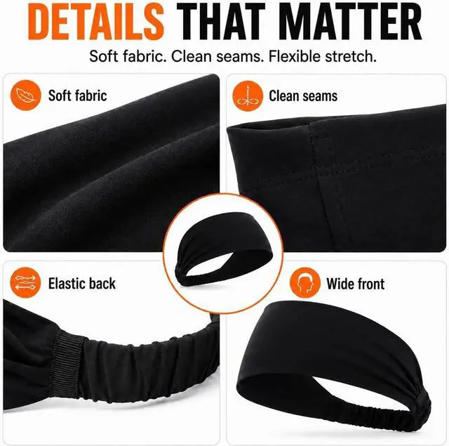 Alt view image 7 of 7 - 5 Pack Wide Workout Headbands for Women, Soft Stretch Sweat Headbands with Elastic Back for Running, Yoga, Gym, Fitness & Daily Wear