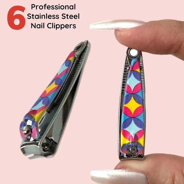 Alt view image 3 of 7 - 6 ALAZCO Precision Mini Stainless Steel Nail Clippers with Swiveling Nail File Nailcare Sharp Fingernail Clipper Classic Retro Style