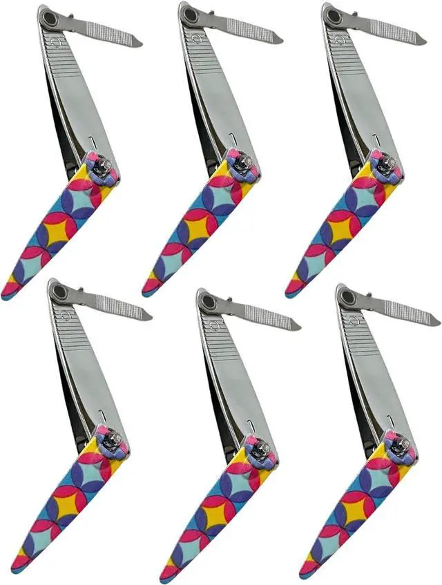 Main image of 6 ALAZCO Precision Mini Stainless Steel Nail Clippers with Swiveling Nail File Nailcare Sharp Fingernail Clipper Classic Retro Style