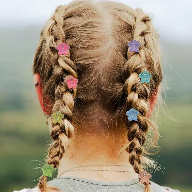 Alt view image 6 of 7 - Mini Flower Hair Clip Flower Clips,Colorful Mini Hair Claw,for Women, Girls,Baby, Toddler Bangs Strong Grip Small Tiny Rainbow Hair Clips (50, Glitter)