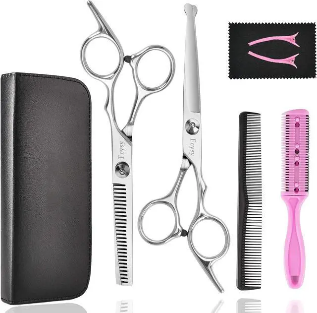Main image of Hair Cutting Scissors Thinning Shears Set for Kids, Fcysy 6 in Children Safety Round Tip Haircut Shears Kit, Stainless Steel Hair Cutting Tools for Toddlers, Boys & Girls Home Use Grooming