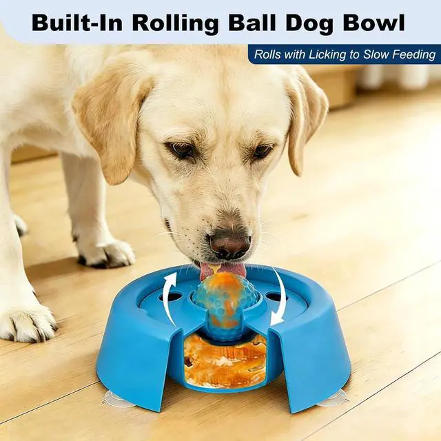 Alt view image 2 of 7 - Slow Feeder Dog Bowls for Liquid Treats, Dog Licking Bowl with Rolling Ball, Entertained Ball Dog Lick Bowl, Promotes Hydration and Calm Licking, Large Capacity Dog Lick Bowl for All Breeds