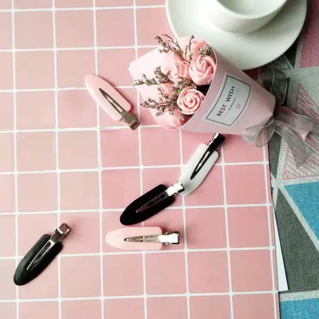 Alt view image 6 of 7 - 6 Pieces No Bend Hair Clips, No Crease Hair Clip for Hairstyling, Makeup Clips for Women and Girls (Black&Pink&White)