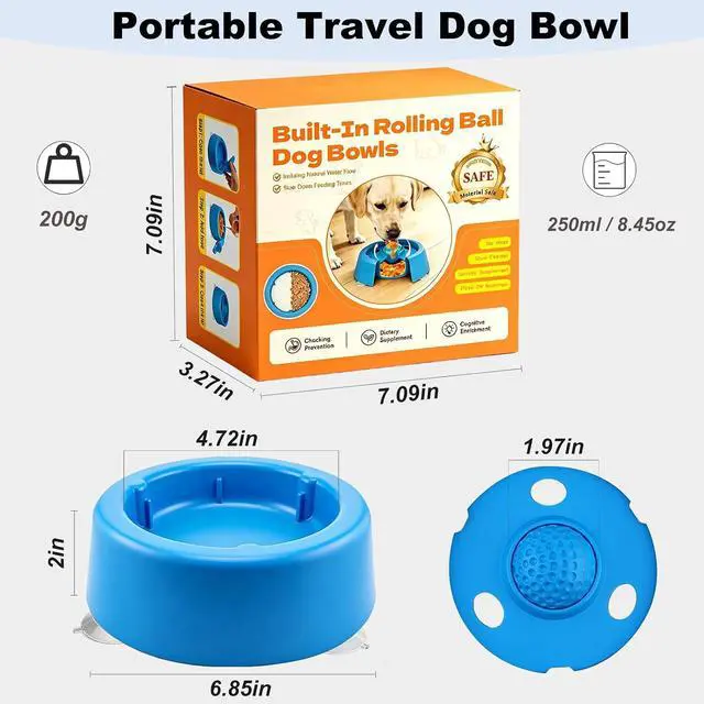 Alt view image 6 of 7 - Slow Feeder Dog Bowls for Liquid Treats, Dog Licking Bowl with Rolling Ball, Entertained Ball Dog Lick Bowl, Promotes Hydration and Calm Licking, Large Capacity Dog Lick Bowl for All Breeds