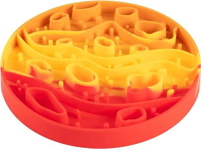 Main image of PEGGY11 2-in-1 Mars-Themed Silicone Dog Slow Feeder Bowl & Lick Mat | Reversible design, Planet-inspired front, Space-textured back, Dishwasher-safe, Food-grade material, Raised grooves