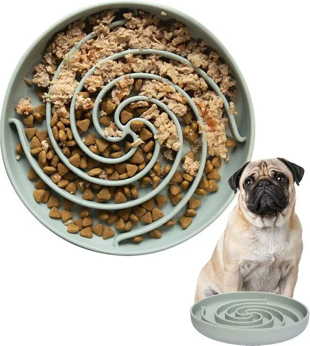 Main image of Bifeaw Slow Feeder Dog Bowls, Dishwasher Microwave Safe Silicone Puppy Puzzle Bowl with Non-Slip Design for Eating (Grey Green)