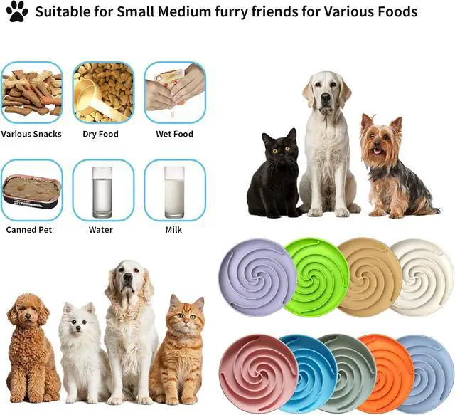 Alt view image 4 of 7 - Bifeaw Slow Feeder Dog Bowls, Dishwasher Microwave Safe Silicone Puppy Puzzle Bowl with Non-Slip Design for Eating (Grey Green)