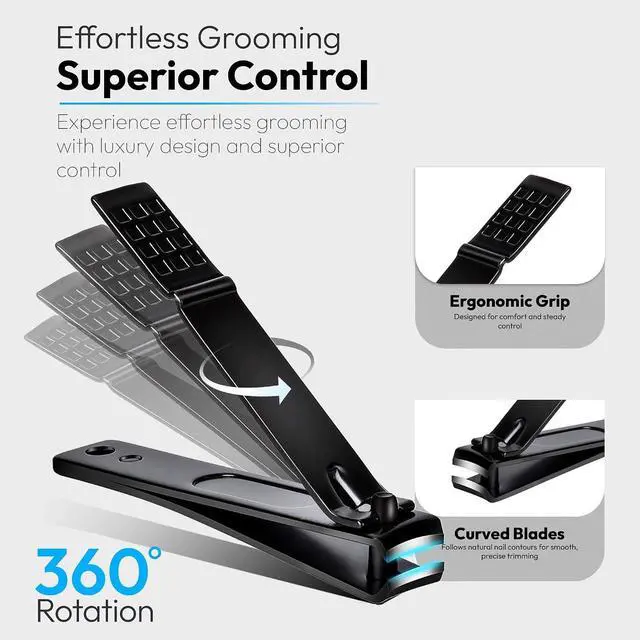 Alt view image 4 of 7 - Professional 3-in-1 Nail Clipper Set Toenail & Fingernail Clippers + Nail File | Stainless Steel, Sharp Precision Blades, Non-Slip Grip, Durable Grooming Kit for Men & Women