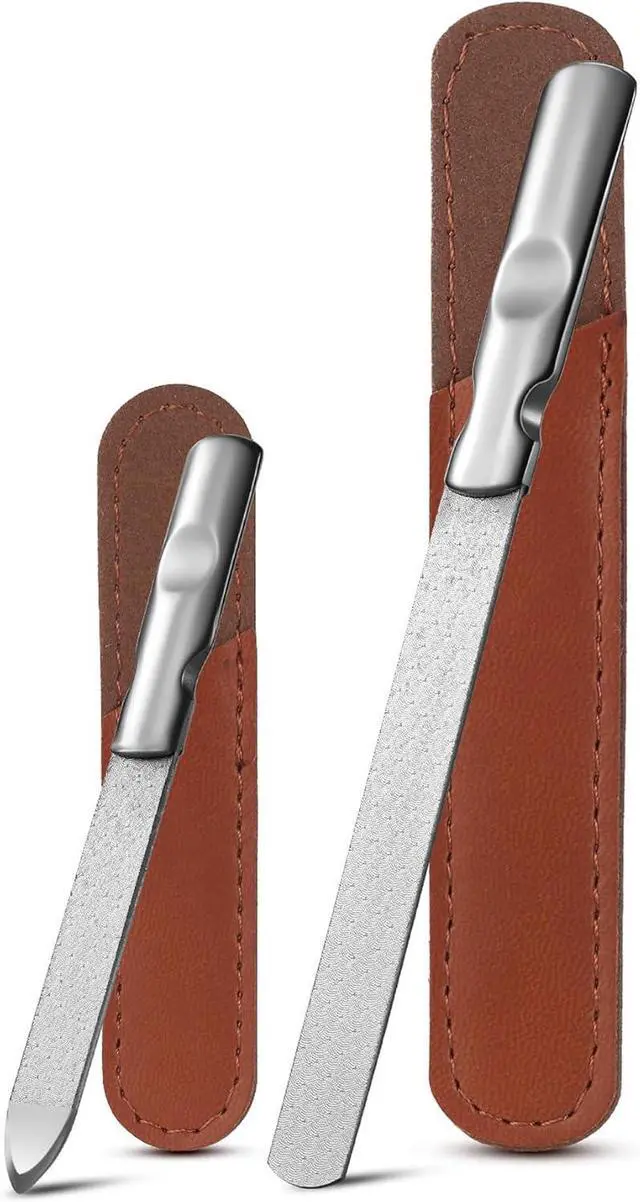 Main image of FVION Professional Metal Nail Files - 2 PCS, Double-Sided, Stainless Steel, Coarse & Fine Grit, Manicure & Pedicure Tool Set