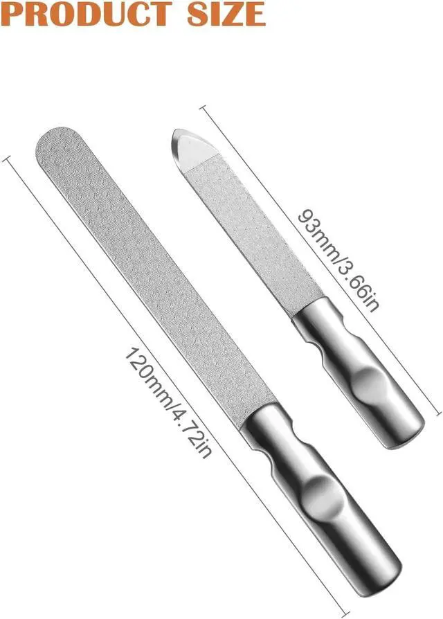 Alt view image 5 of 7 - FVION Professional Metal Nail Files - 2 PCS, Double-Sided, Stainless Steel, Coarse & Fine Grit, Manicure & Pedicure Tool Set