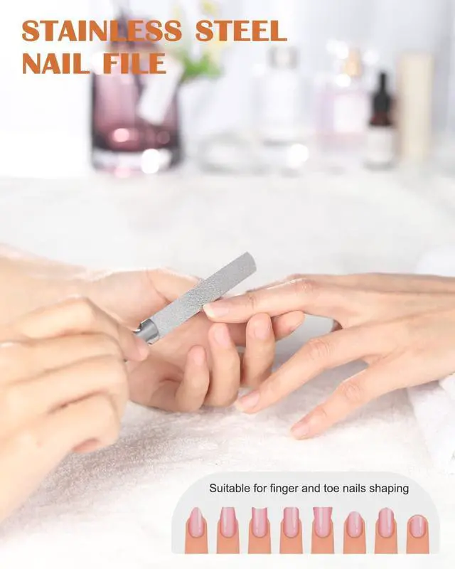 Alt view image 6 of 7 - FVION Professional Metal Nail Files - 2 PCS, Double-Sided, Stainless Steel, Coarse & Fine Grit, Manicure & Pedicure Tool Set